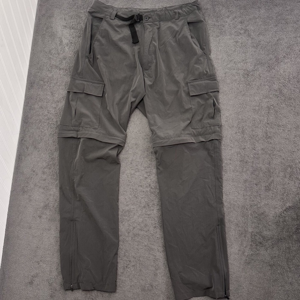 Rugged Exposure Pants Mens 36x32 Men's Gray Cargo Convertible Zip Hiking Belted